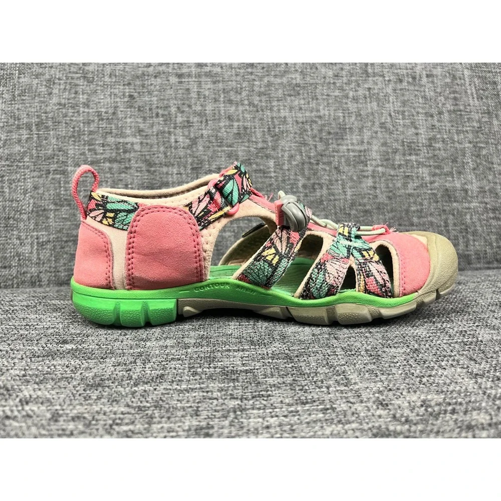 Keen Seacamp II CNX Girls Pink Green Butterfly Water Sandals Size 3 US 35 EU